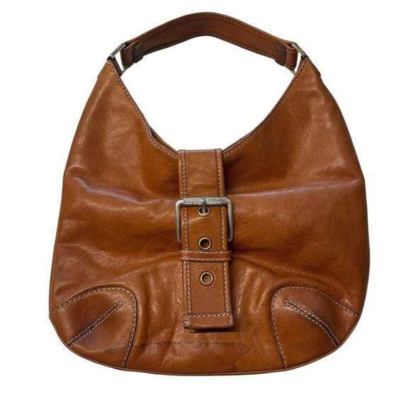 Y2K Michael Kors Buckle Hobo Shoulder Bag Cognac Brown Slouchy Western Country - Picture 1 of 11